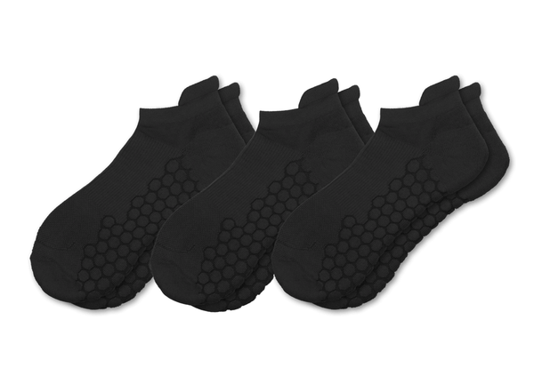 Combed Cotton Padded Ankle Socks - Grey - 3 Pack