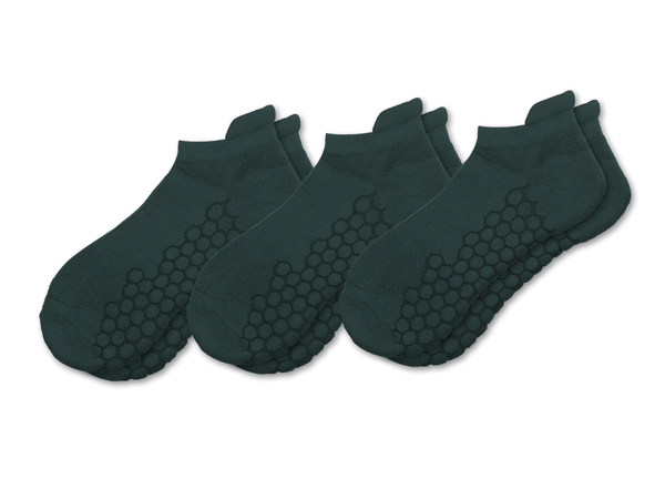 Combed Cotton Padded Ankle Socks - Green - 3 Pack
