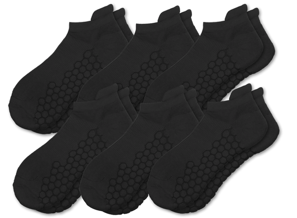 Combed Cotton Padded Ankle Socks - Grey - 6 Pack