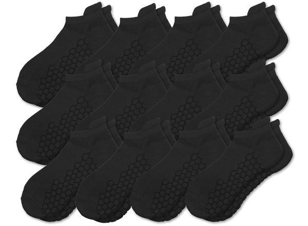 Combed Cotton Padded Ankle Socks - Grey - 12 Pack