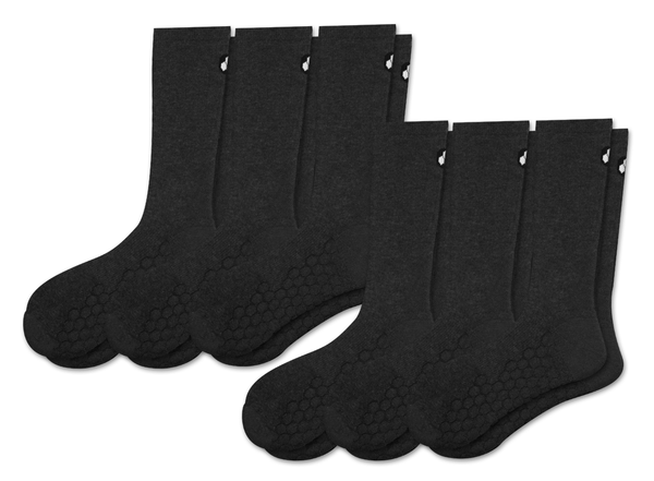 Merino Wool Padded Crew Socks - Grey - 6 Pack