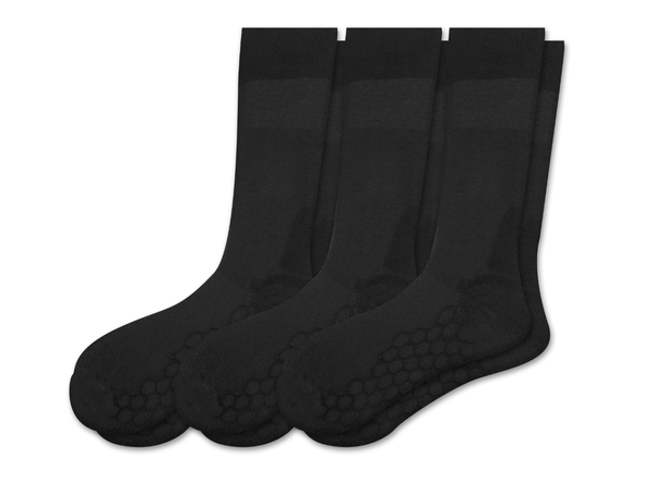 Combed Cotton Padded Crew Socks - Grey - 3 Pack