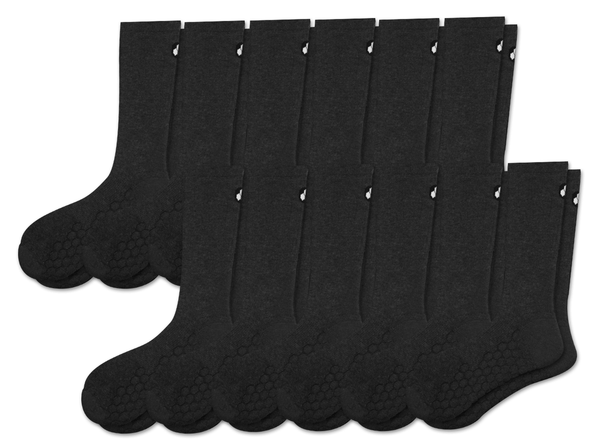 Merino Wool Padded Crew Socks - Grey - 12 Pack