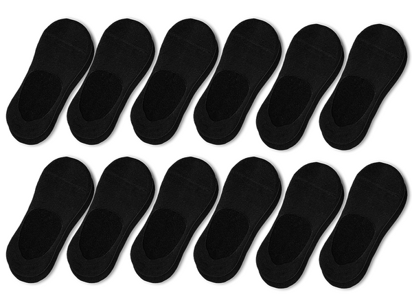 Combed Cotton Cushioned No Show Socks - 12 pack