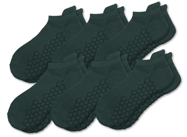 Combed Cotton Padded Ankle Socks - Green - 6 Pack