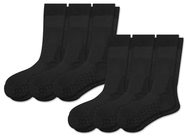 Combed Cotton Padded Crew Socks - Grey - 6 Pack