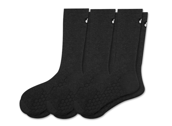 Merino Wool Padded Crew Socks - Grey - 3 Pack