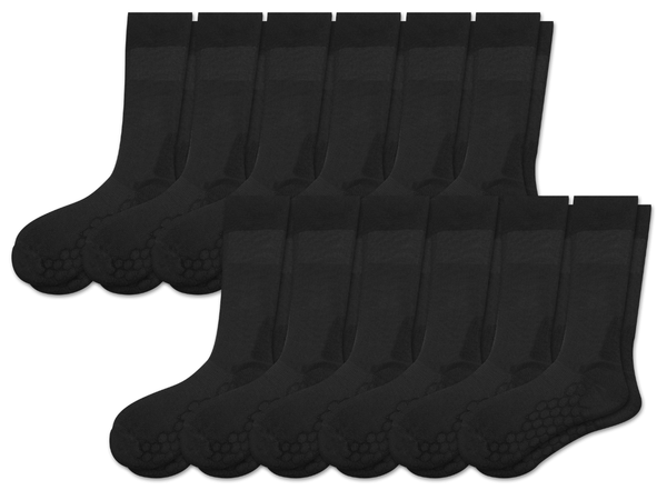 Combed Cotton Padded Crew Socks - Grey - 12 Pack