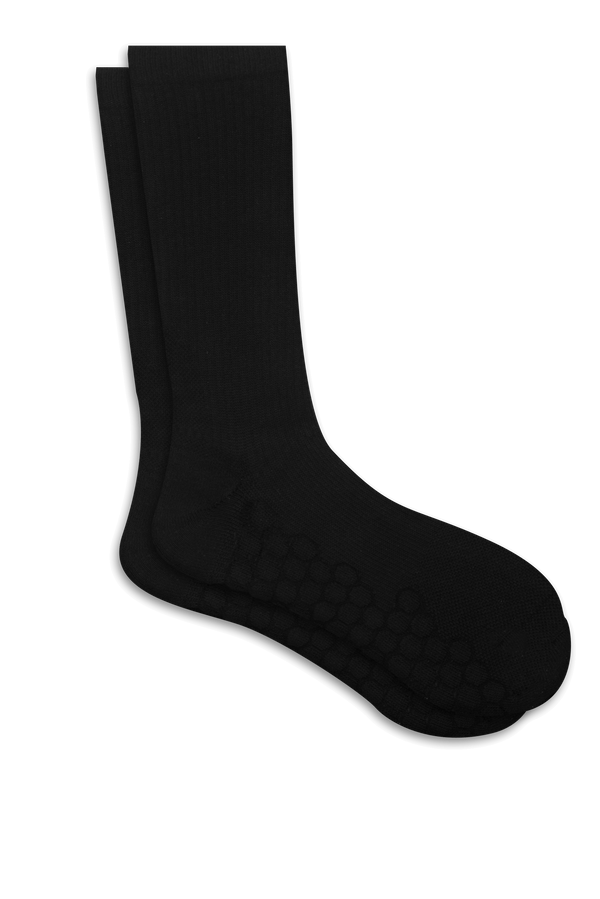 Combed Cotton Padded Crew Socks - Grey