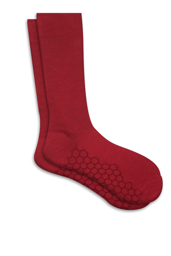 Combed Cotton Padded Crew Socks - Red