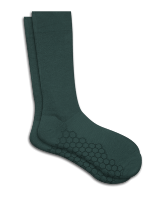 Combed Cotton Padded Crew Socks - Green