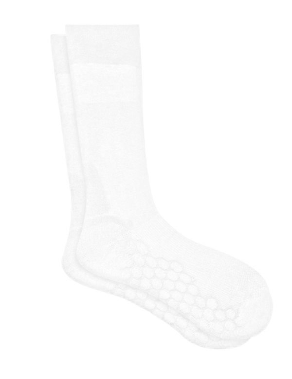 Combed Cotton Padded Crew Socks - White